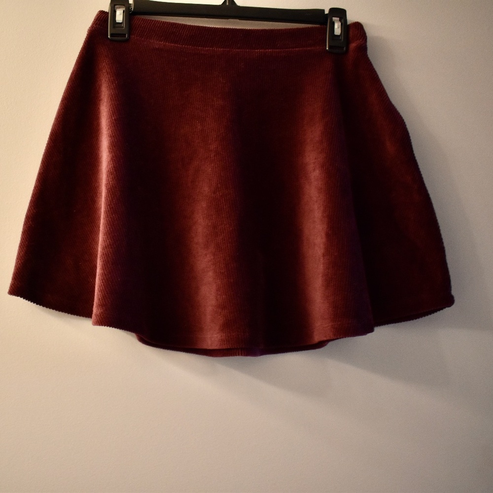 Wine Corduroy Skirt